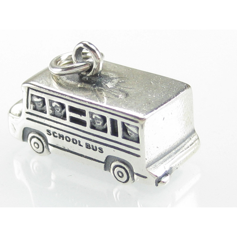 Sterling Silver School Bus Charm, Fun Educational Accessory
